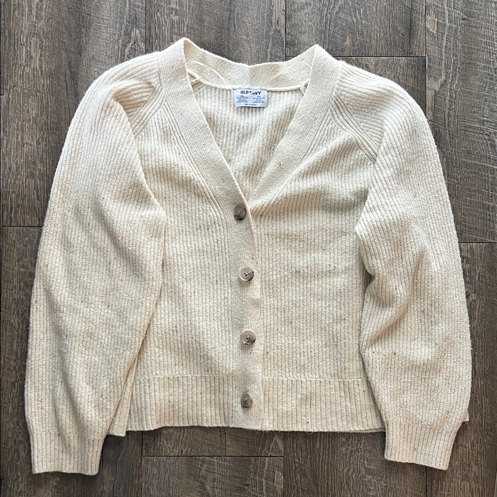 Old Navy Women's Cream Button-Up Cardigan